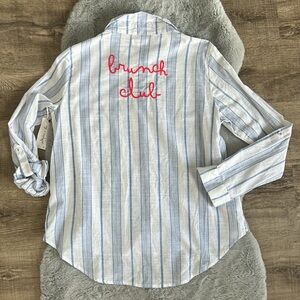 NWT Skylar & Jade Brunch Club Embroidered Button Down M